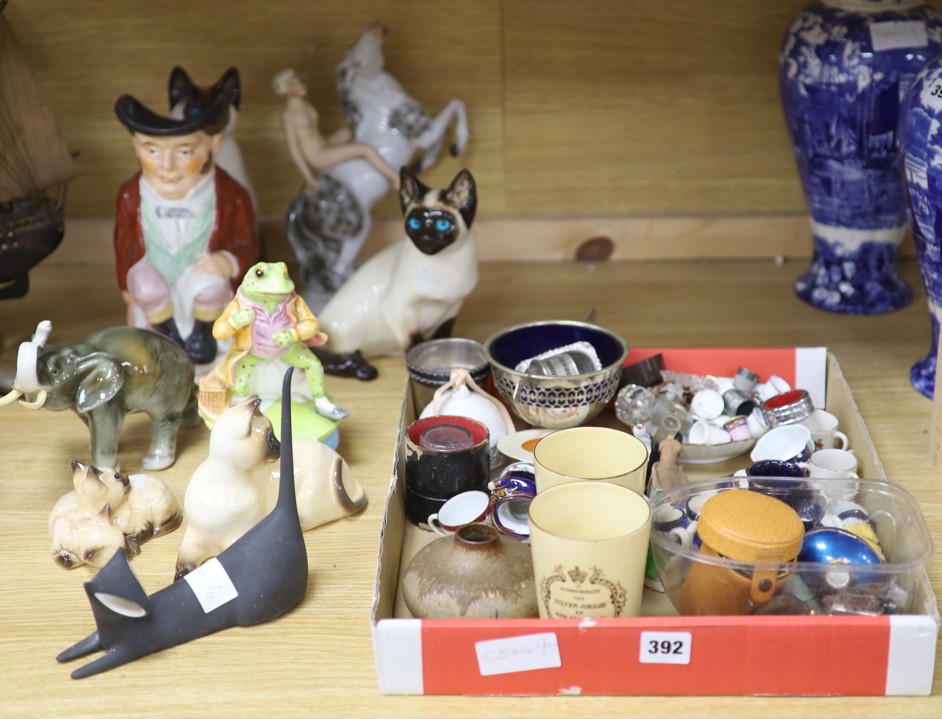 A large quantity of mixed ceramics including thimbles, Beswick, Royal Dux, etc.